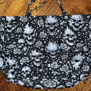 Asylum Black White Skull Print Tote Bag - Brand New